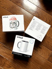 3 - Cricut Ceramic Beveled Coffee Cup Blank White Gray - 15 oz for Mug Press