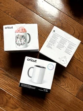 3 - Cricut Ceramic Beveled Coffee Cup Blank White Gray - 15 oz for Mug Press