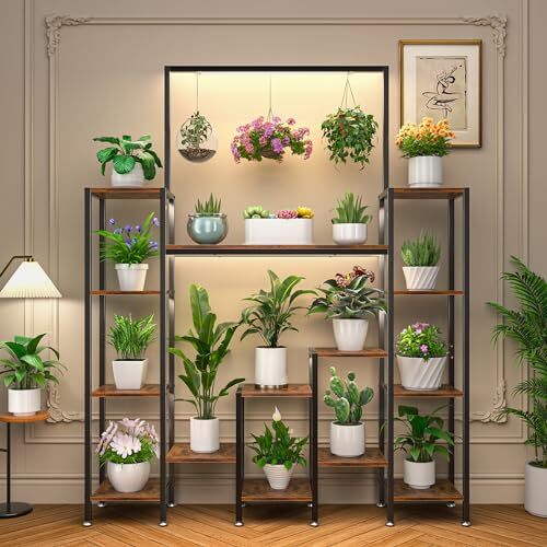 Tiered Plant Stand Indoor with Grow Lights, Tall Metal Plant Stands eBay