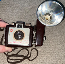 Brownie Holiday Flash Camera w/ Strap UNTESTED Vtg See Pics Kodak