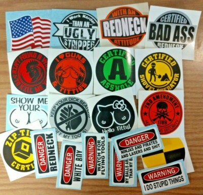 Redneck Rippers Stickers Sticker Pack #8 - 20pk REDNECK Theme Hard Hat Stickers Funny Helmet ...