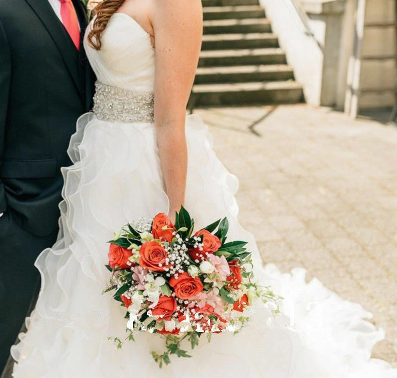 Precio Vestido de Baile Volantes Organza Vestido de Novia Cristales Vestidos de Novia Foto 3 de 4