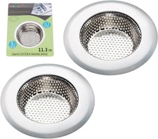 Stainless Steel Kitchen Sink Strainer Set - 4.5" Diameter, 2 Pack