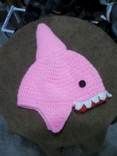 Pink Crochet Shark Hat size Teen to Adult
