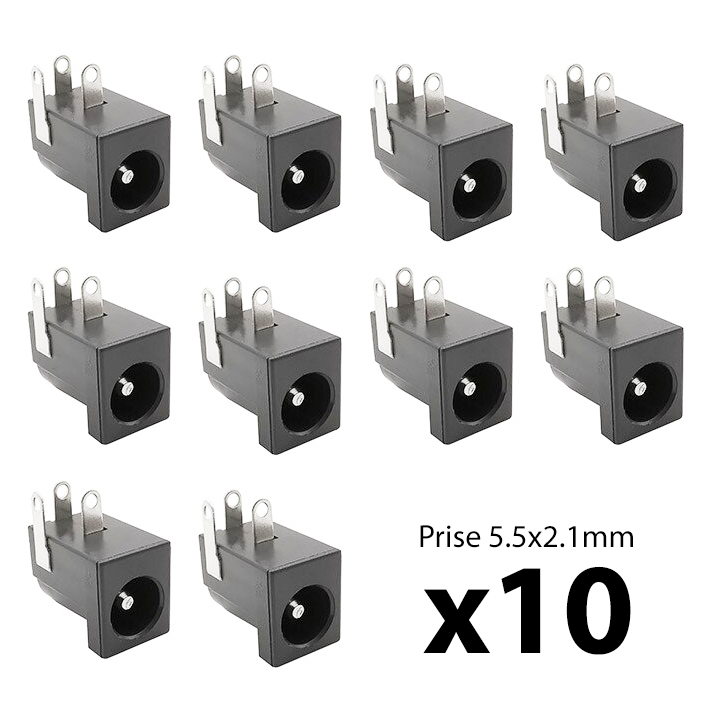 10x Female DC Jack socket 5.5 x 2.1mm angle soldering circuit power ...