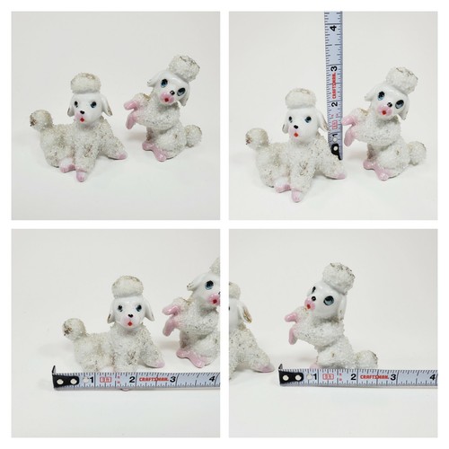 Vintage Poodle Sugared Glass Texture Salt and Pepper Shakers Hand Painted 3"T - Picture 12 of 12