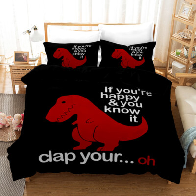 3D Dinosaur Simple Pattern Black Quilt Cover Set Bedding Sets Pillowcases 64