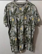 Free Planet Mens T-Shirt Surf Board Palm Trees Print Short Sleeve Size XL