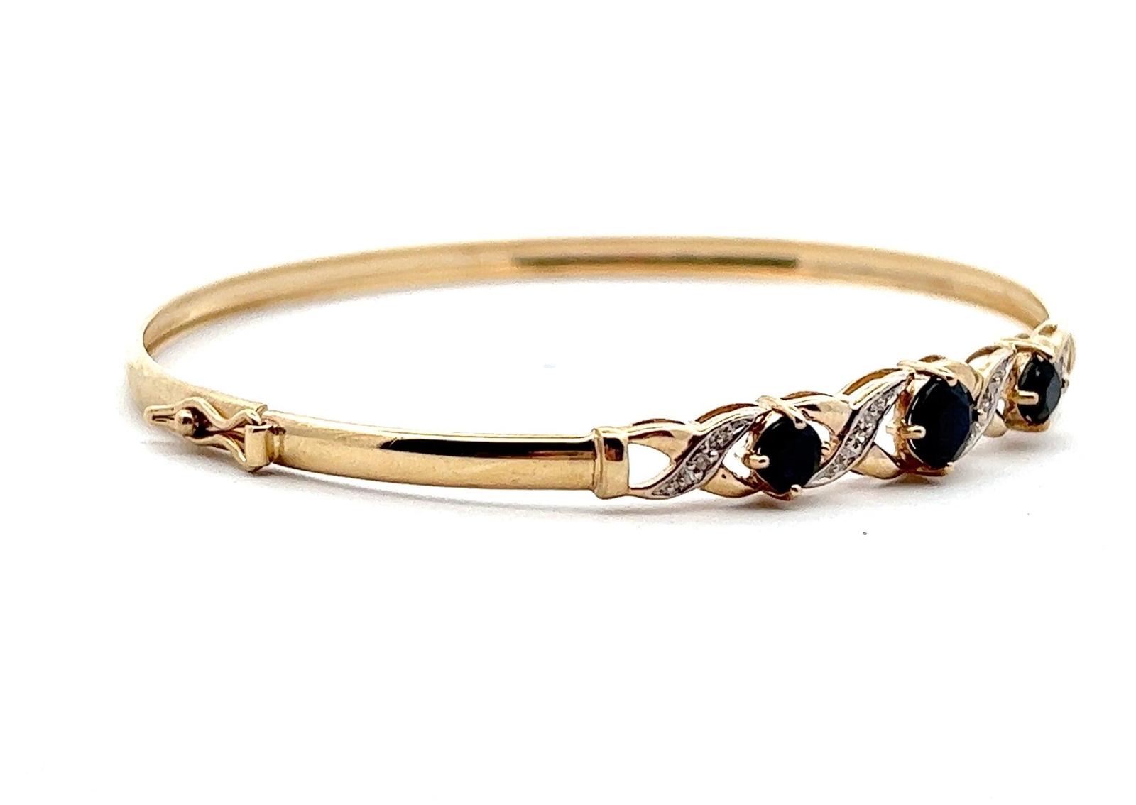 Sapphire & Diamond 9ct Yellow Gold Bangle eBay