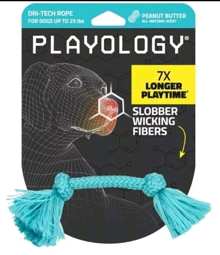 Playology Dri-Tech Rope, Peanut Butter Scent, Small Dog up to 15lbs