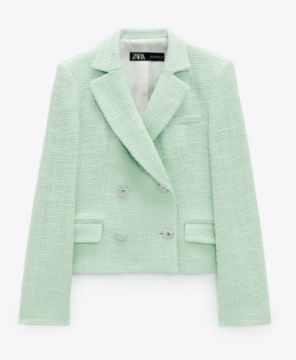 Traje Chaqueta Chaqueta Tweed Chaqueta Verde Mujer Zara ZARA WOMAN