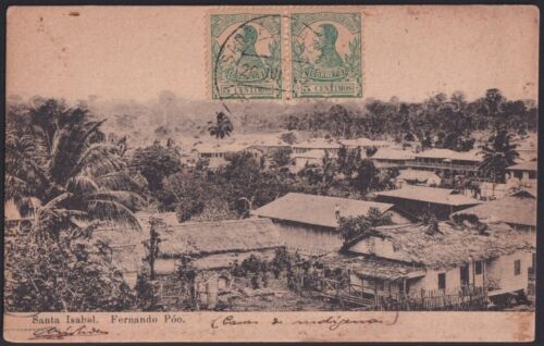 F-EX40226 FERNANDO POO SPAIN POSTCARD 1913 SANTA ISABEL CITY. VICTORIA STREET. - Afbeelding 1 van 2