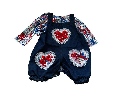 VTG Hopscotch 0-6 months one piece outfit hearts denim baby girl