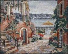 SEASCAPE MOSAIC TILES Floral Vintage City Coastal Artwork Tiles home