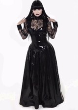 Misfitz sexy black PVC & spiderweb mesh gothic ballgown    SIZE 18.  TV CD Goth