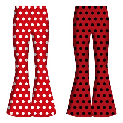 Vintage Retro Mini Lady Bug Polka Dot Print High Waist Flare Leggings Mode