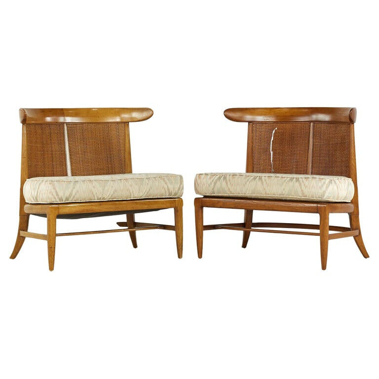 Pair of Caned Slipper Chairs Pair of Caned Slipper Chairs