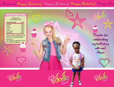 Jo Jo Siwa Birthday Party Favor Chip Bag Water Bottle Labels Capri Sun