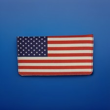 American Flag Patriotic Red White Blue Nylon Check Book Cover