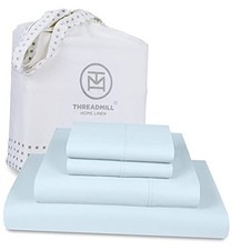 100 Cotton Sheets for Size Bed - 600 Thread Count Bed Full Light Blue Solid