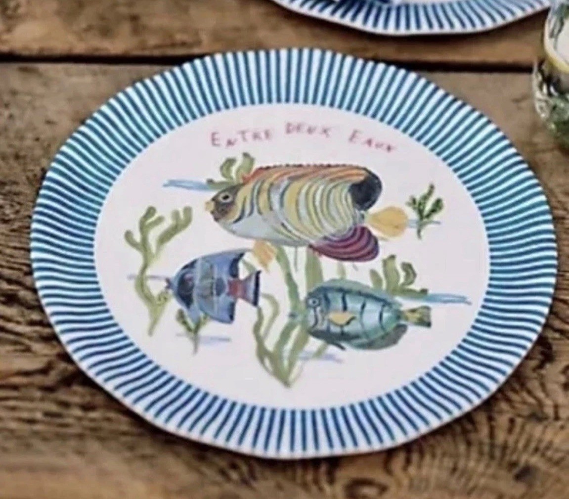 NEW ANTHROPOLOGIE NATHALIE LETE BY THE SEA MELAMINE DINNER PLATE