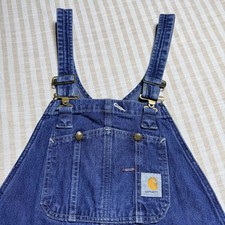 Vintage Carhartt Mens Overalls 38x32 Indigo Denim Bib Carpenter Work R07 DST EUC