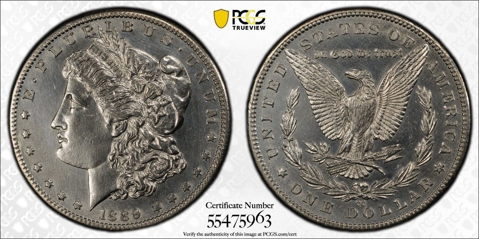 1889 CC Morgan Silver Dollar $1 PCGS UNC Detail Harshly Cleaned