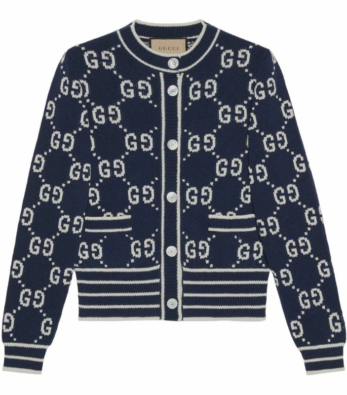 GUCCI GG SUPREME NAVY BLUE COTTON CARDIGAN SIZE XS $2,100