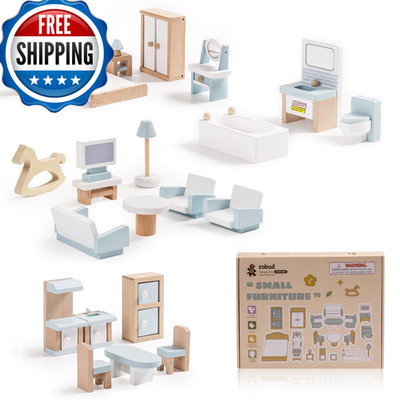 Robud Wooden Dollhouse Furniture Set 23 Pcs Dollhouse Accessories Miniature