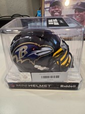 Casco de fútbol americano autografiado por Ray Lewis Mini Ravens visera dorada - Beckett testigo
