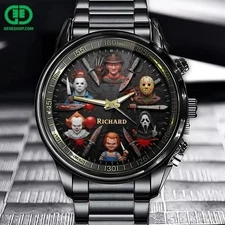 Legendary Horror Characters Custom Name Black Stainless Steel Watch