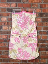 Tommy Hilfiger womens vintage floral strapless bandeau cargo mini dress pink 12
