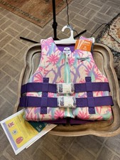 NWT Speedo Junior Life Jacket Youth 50-90lbs Pink  Palm Print