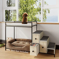 Pet Window Perch with Stairs, 3 Drawers Large Pet Bunk Bed for Dogs and Cats