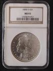 1884-O Morgan Silver Dollar-NGC MS65 Blast White Cartwheel Beauty!