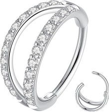 ORANGELOVE Double Open Stack CZ Nose Ring Hoop 316L Surgical Steel Helix...