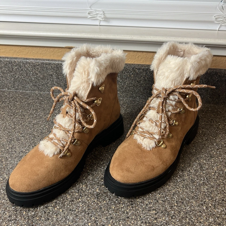 J.CREW Mujer Talla 8.5 Forro de Piel Sintética Invierno Senderismo Bota Castaño Marrón Sintético Foto 4 de 4