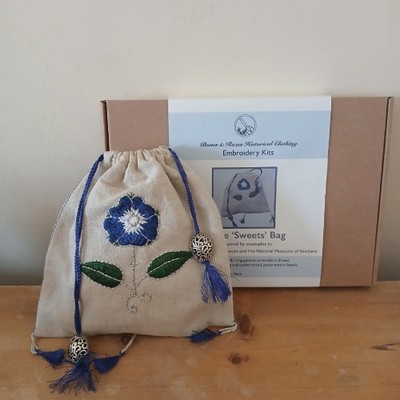 C17th Süße Tasche Stickset Seidengarn Authentisch ECWS Versiegelt Knoten Reenactment