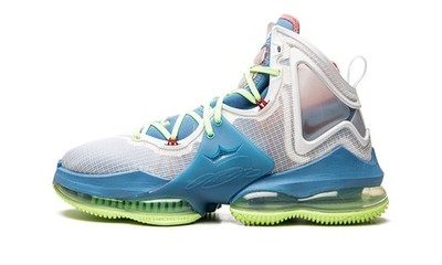 Nike Men's Lebron 19 Space Jam Basketball Shoes, Blue/Pomegranate/Lime 10.5