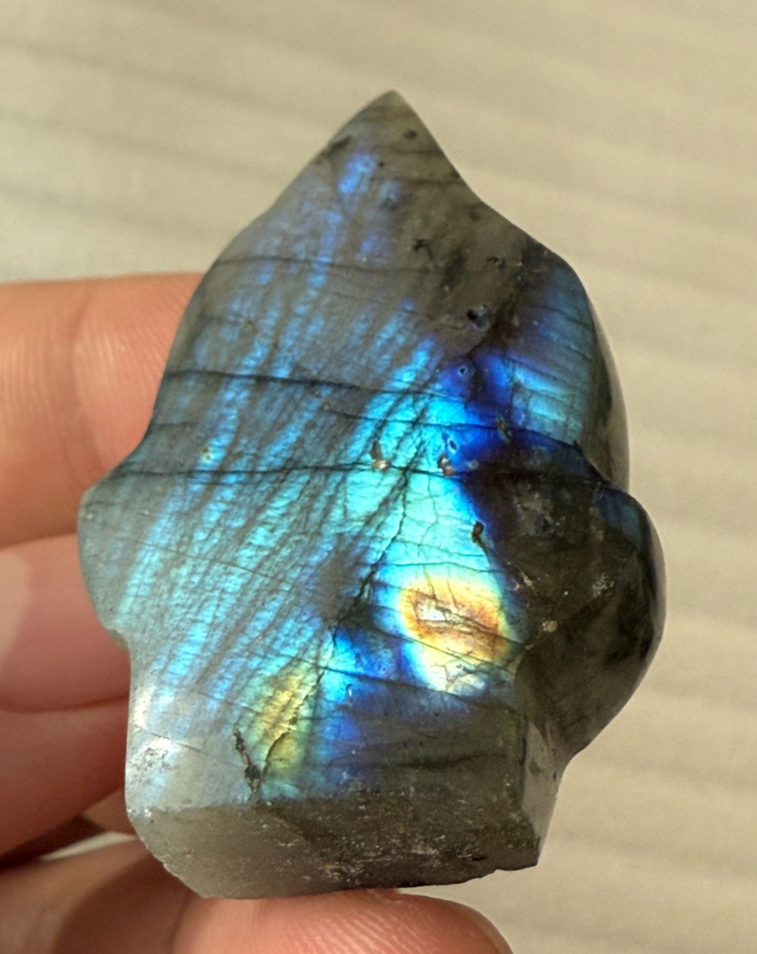 26g Natural Flashy Blue Labradorite Leaf Crystal Quartz Healing Reiki