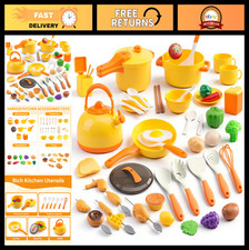 60Pcs Kids Mini Kitchen Play Set - Pretend Cooking Accessories, Cookware BBQ T