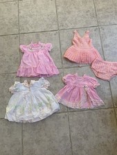 Vintage 1980  s Floral Lace Ruffle Prarie Collared Dresses Size 12-18 Months