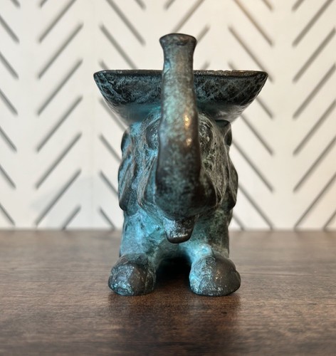 Antiker Bronze Patina schwerer Elefantenrüssel oben Briefbeschwerer Guss Skulptur 813g - Bild 5 von 10