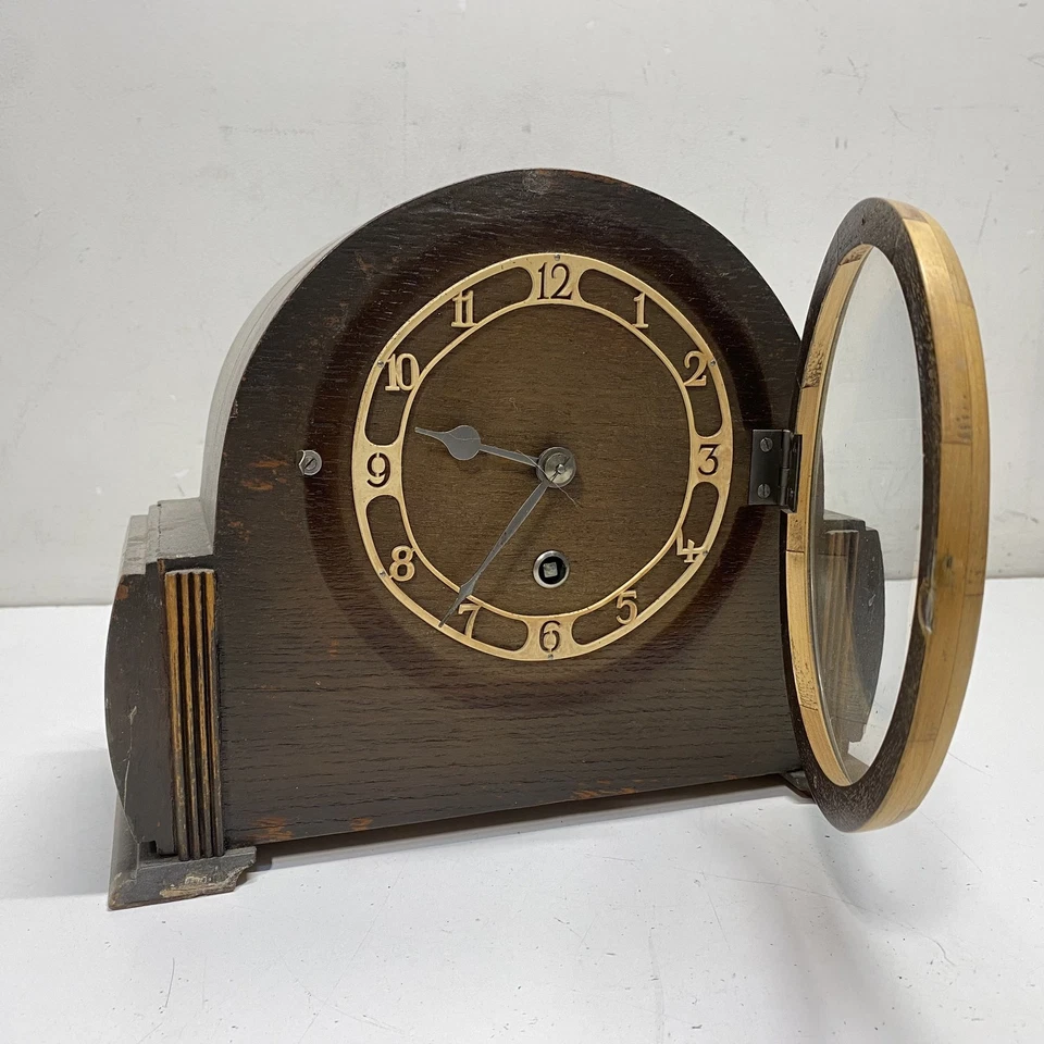 Antiguo reloj de sobremesa Art Deco marrón (piezas o reparación) Foto 2 de 4