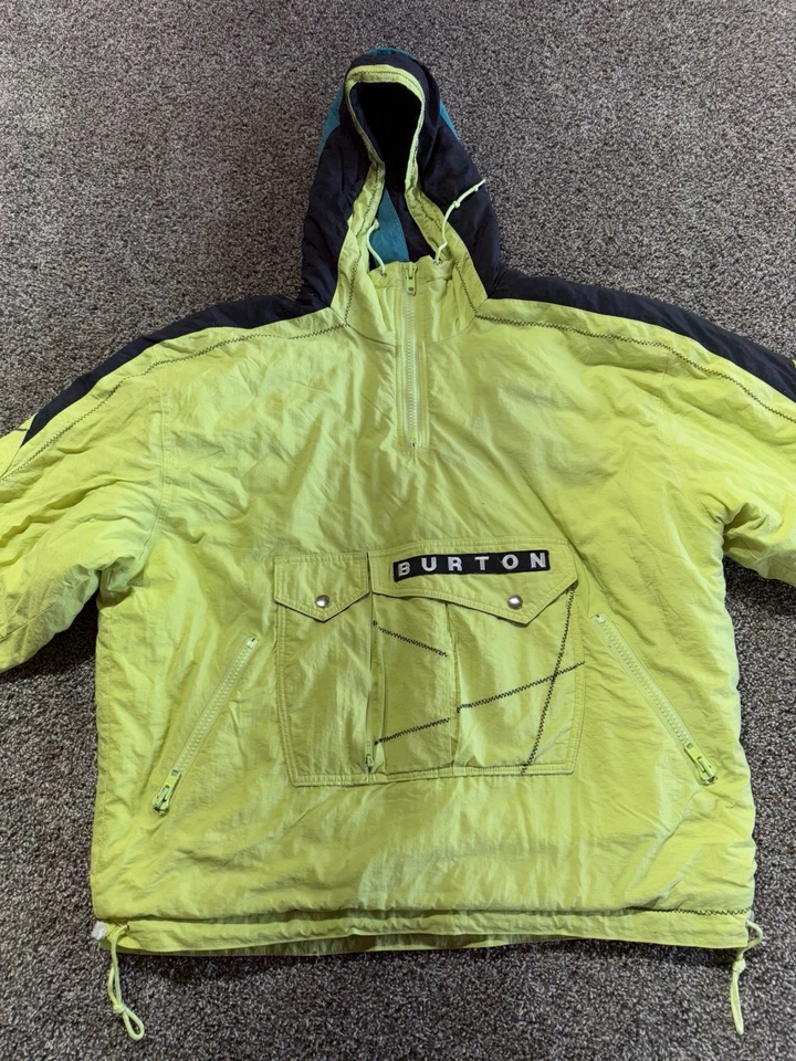 Chaqueta de Snowboard Burton De Colección Para Hombres Grande L Verde Neón Pullover RARA Años 90 80 Foto 2 de 4