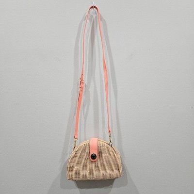 Talbots Wicker Rattan Crossbody Bag Leather Straps Cottagecore Picnic Festival