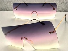 Oversized Exaggerated Classy Retro Modern Shield SUNGLASSES X-Large Purple Lens