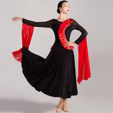 Latin Ballroom Dance Dress Modern Salsa Waltz Standard Long Dress Q188 2 Colors