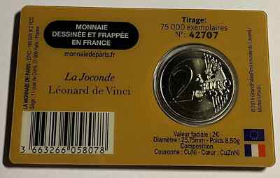 France 2025 year coin card 2 euro The Louvre Museum - Mona Lisa | eBay
