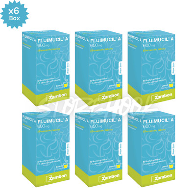 6x Fluimucil A 600mg Effervescent Tablet 10s Clear Phlegm Relief Cough